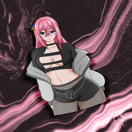 anime sticker of bocchi from bocchi the rock in a goth outfit