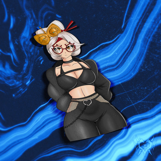 anime sticker of purah from the legend of zelda tears of the kingdom in a goth outfit