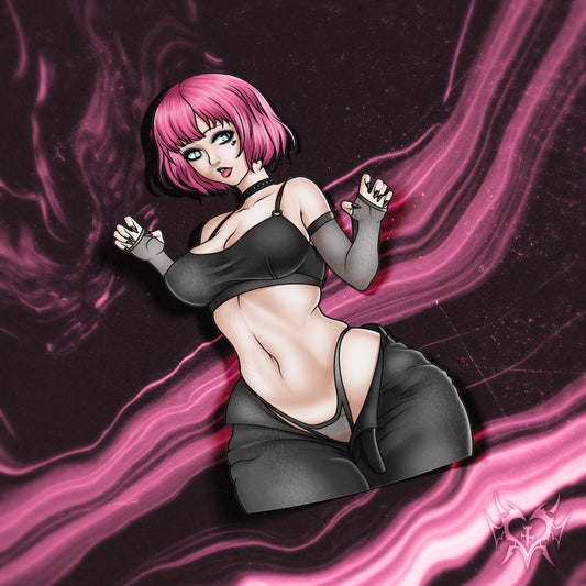 anime sticker of rin from catherine fullbody in a goth outfit