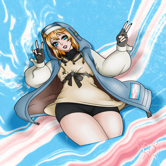 anime sticker of bridget from guilty gear