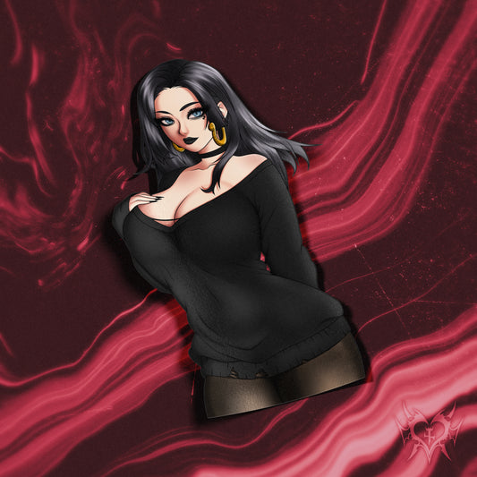 anime sticker of boa hancock from one piece in a goth outfit