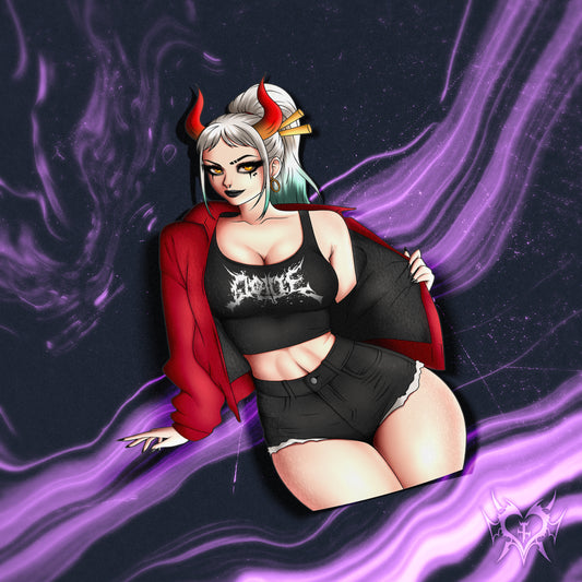 anime sticker of yamato from one piece in a goth outfit