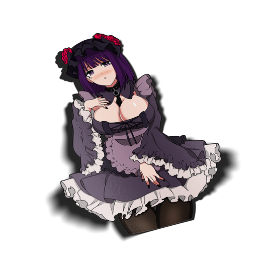 Marin Kitagawa as Shizuku-tan kiss-cut vinyl sticker on transparent background, white border with drop shadow, My Dress-Up Darling fan art.