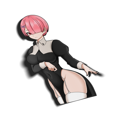 anime sticker ram from re:zero in a nun outfit, transparent