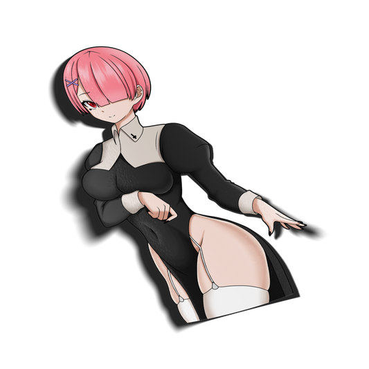 anime sticker ram from re:zero in a nun outfit, transparent