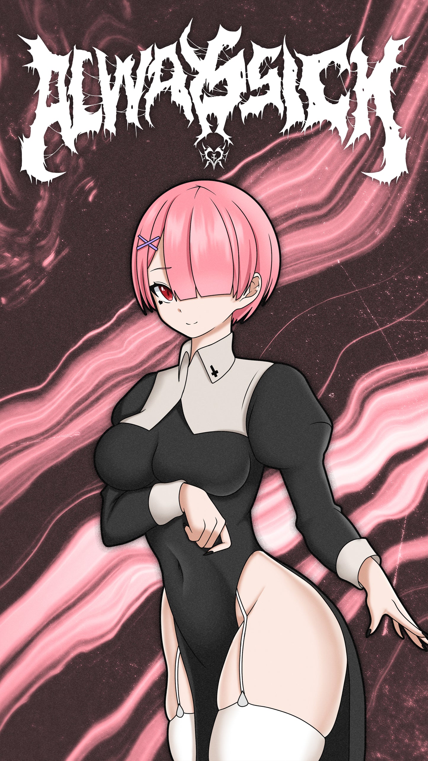 anime wallpaper ram from re:zero in a nun outfit