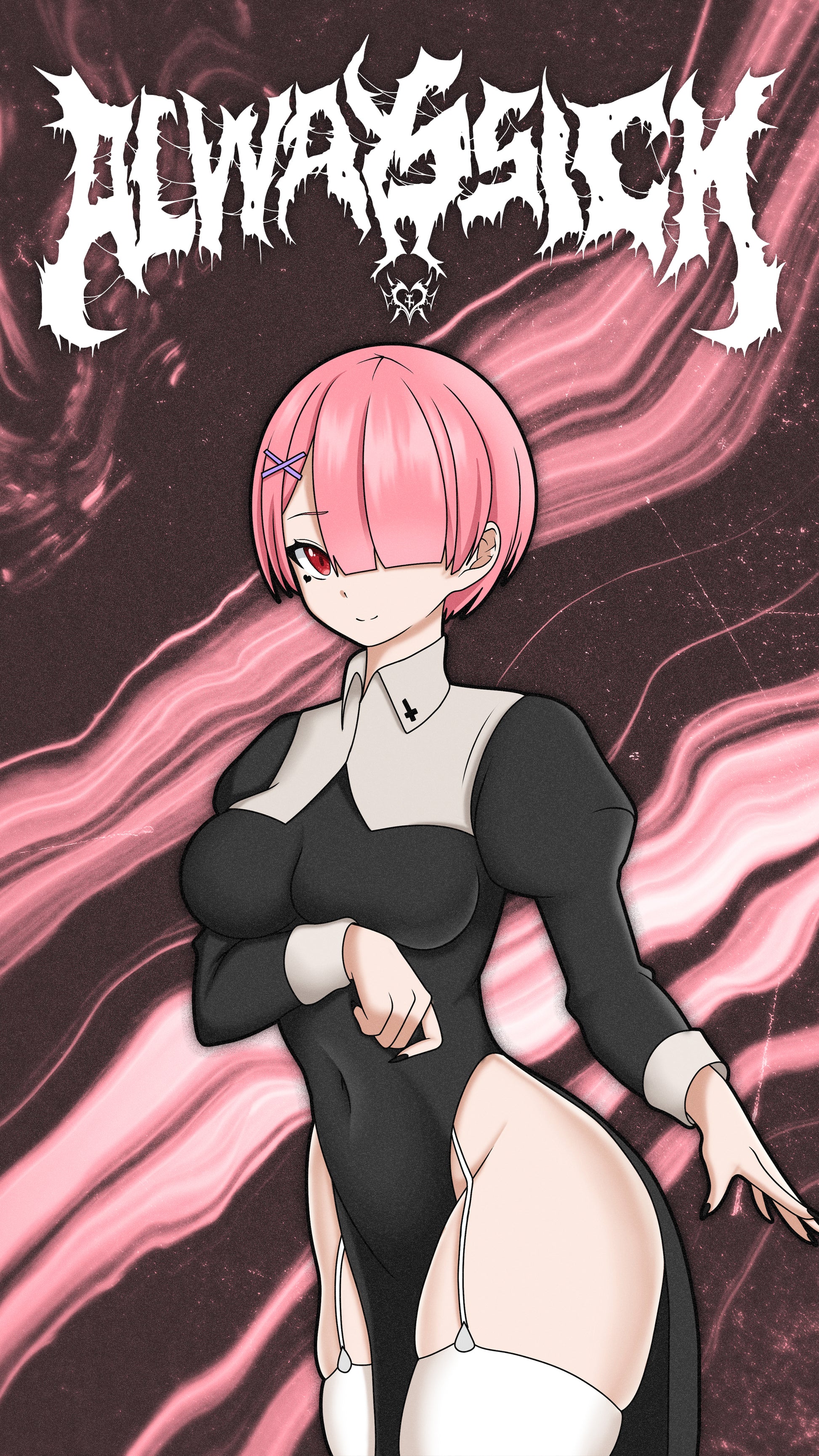 anime wallpaper ram from re:zero in a nun outfit