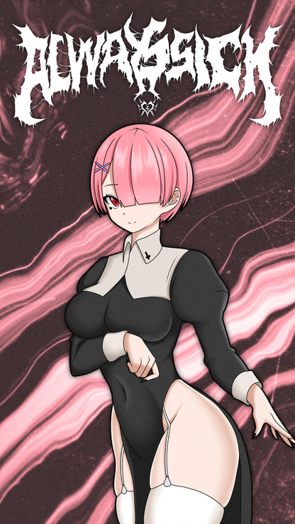 anime wallpaper ram from re:zero in a nun outfit
