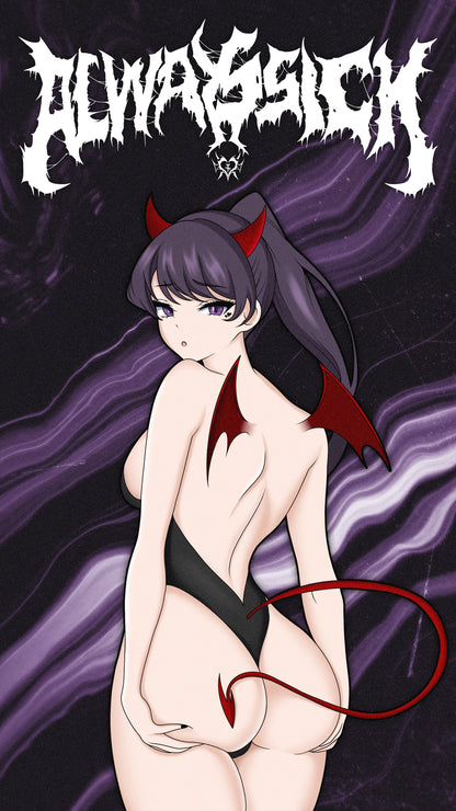 anime wallpaper of komi from komi cant communicate dressed as a succubus