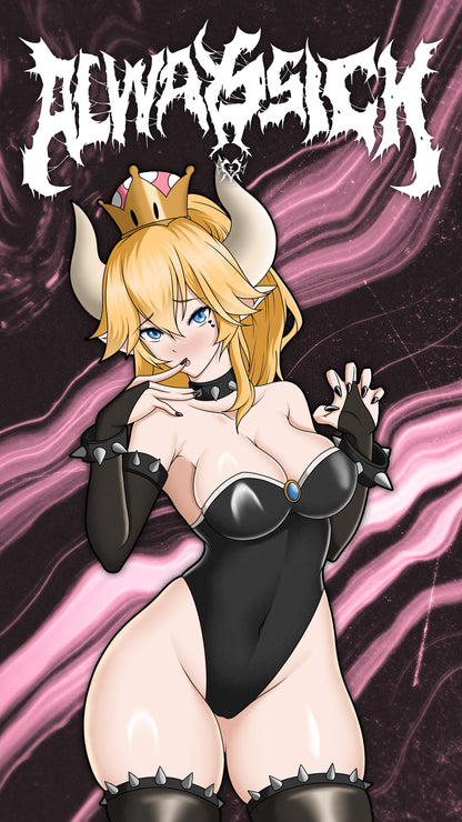 anime wallpaper of bowsette in a goth outfit
