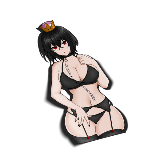 anime sticker of chompette in goth lingerie, transparent