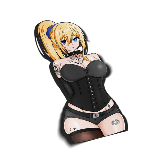 anime sticker of darkness from konosuba in a goth outfit, transparent