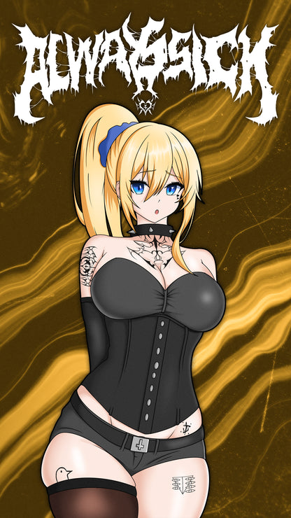 anime wallpaper of darkness from konosuba in a goth outfit