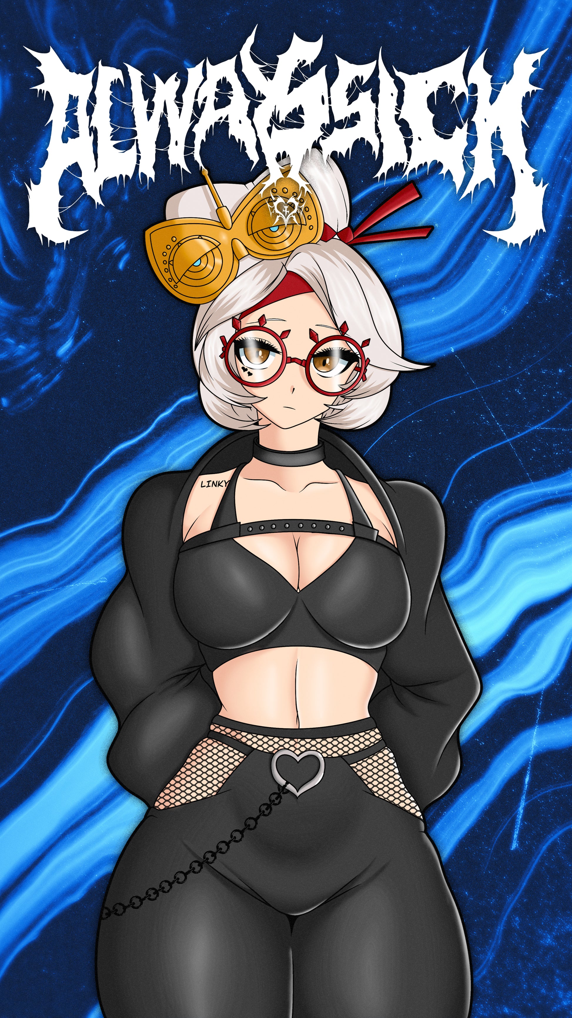 anime wallpaper of purah from the legend of zelda tears of the kingdom in a goth outfit