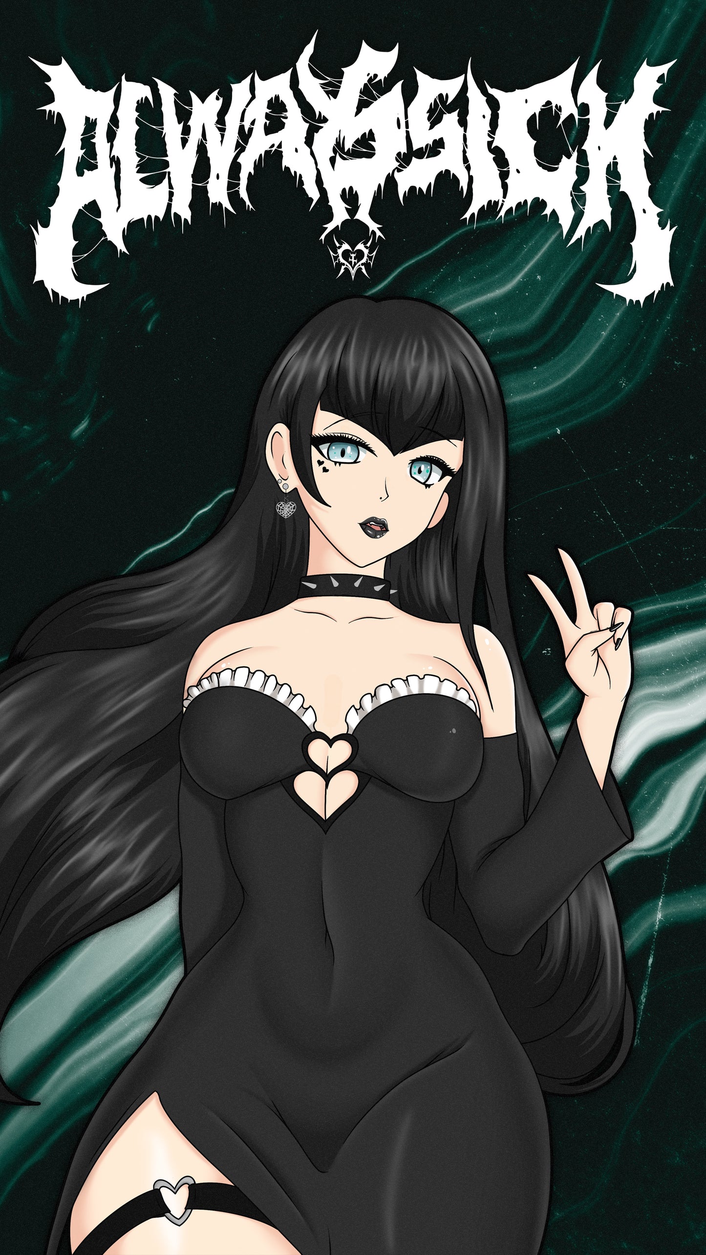 anime wallpaper of hailey rose in a goth dress