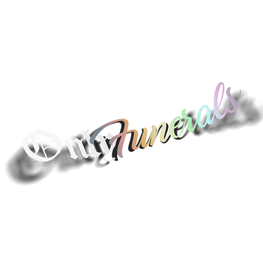 only funerals decal parody holographic rainbow, transparent