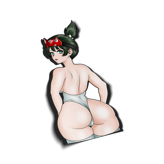 anime sticker of kiriko from overwatch with her back and big ass towards the viewer, transparent