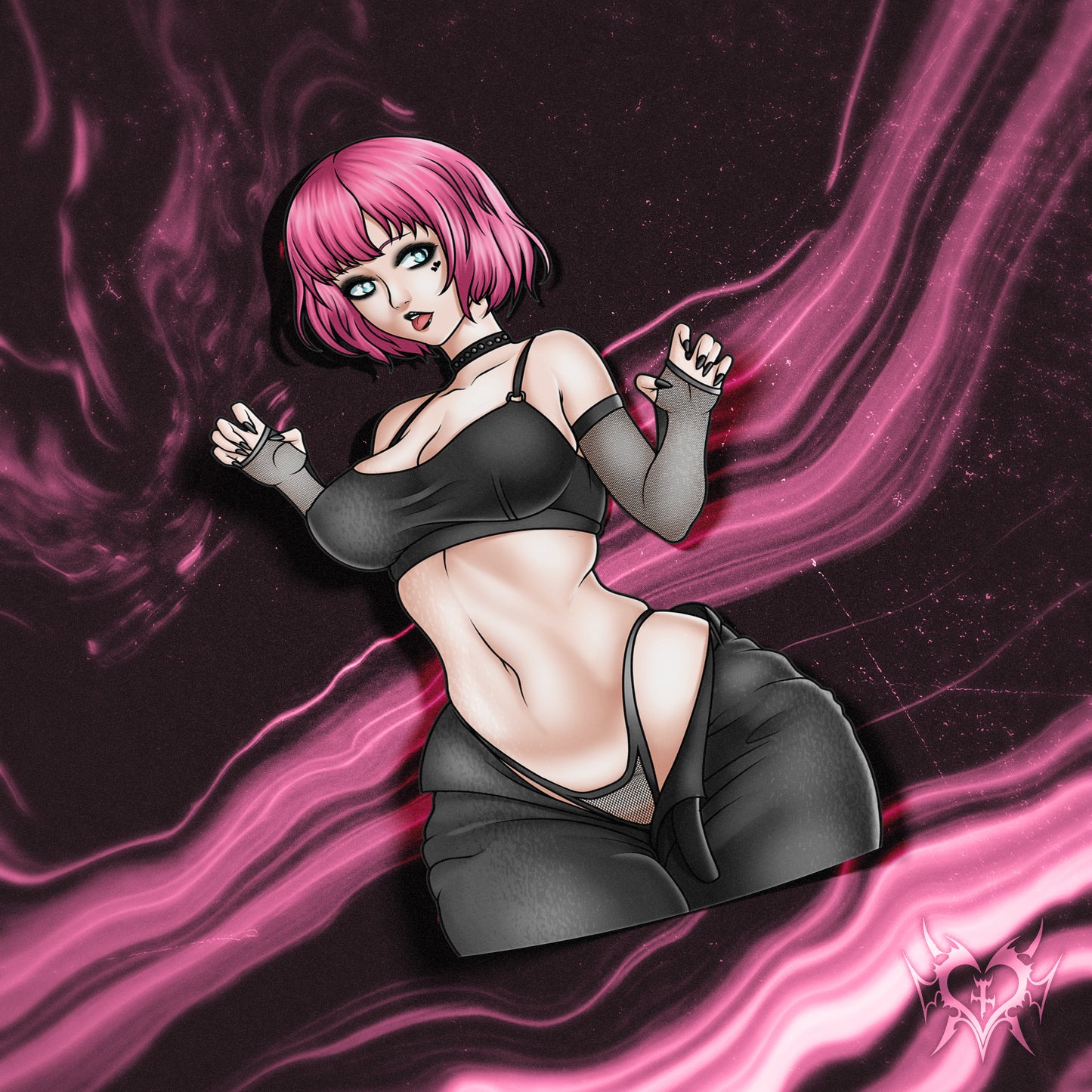 anime sticker of rin from catherine fullbody in a goth outfit