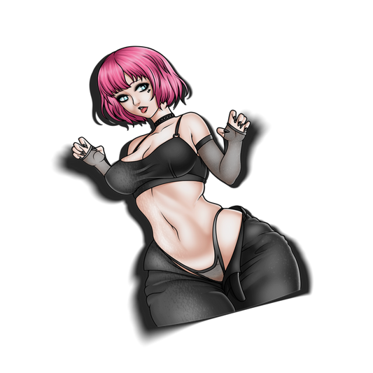 anime sticker of rin from catherine fullbody in a goth outfit, transparent