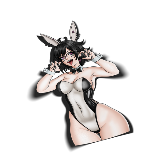 anime sticker of original character noushi from always sick in a bunny girl playboy outfit, transparent