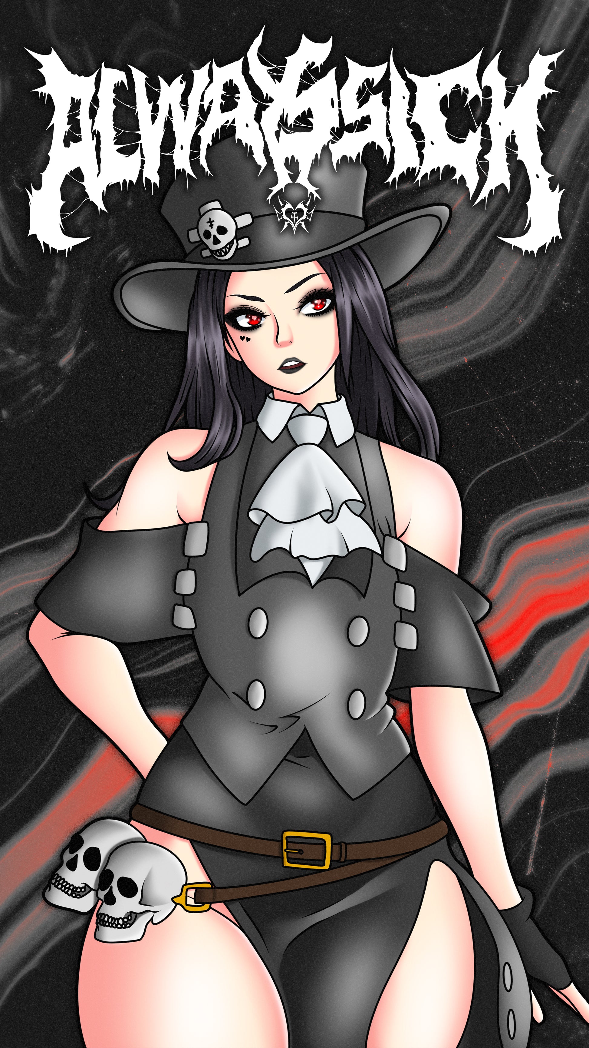anime sticker of testament from guilty gear, phone wallpaper