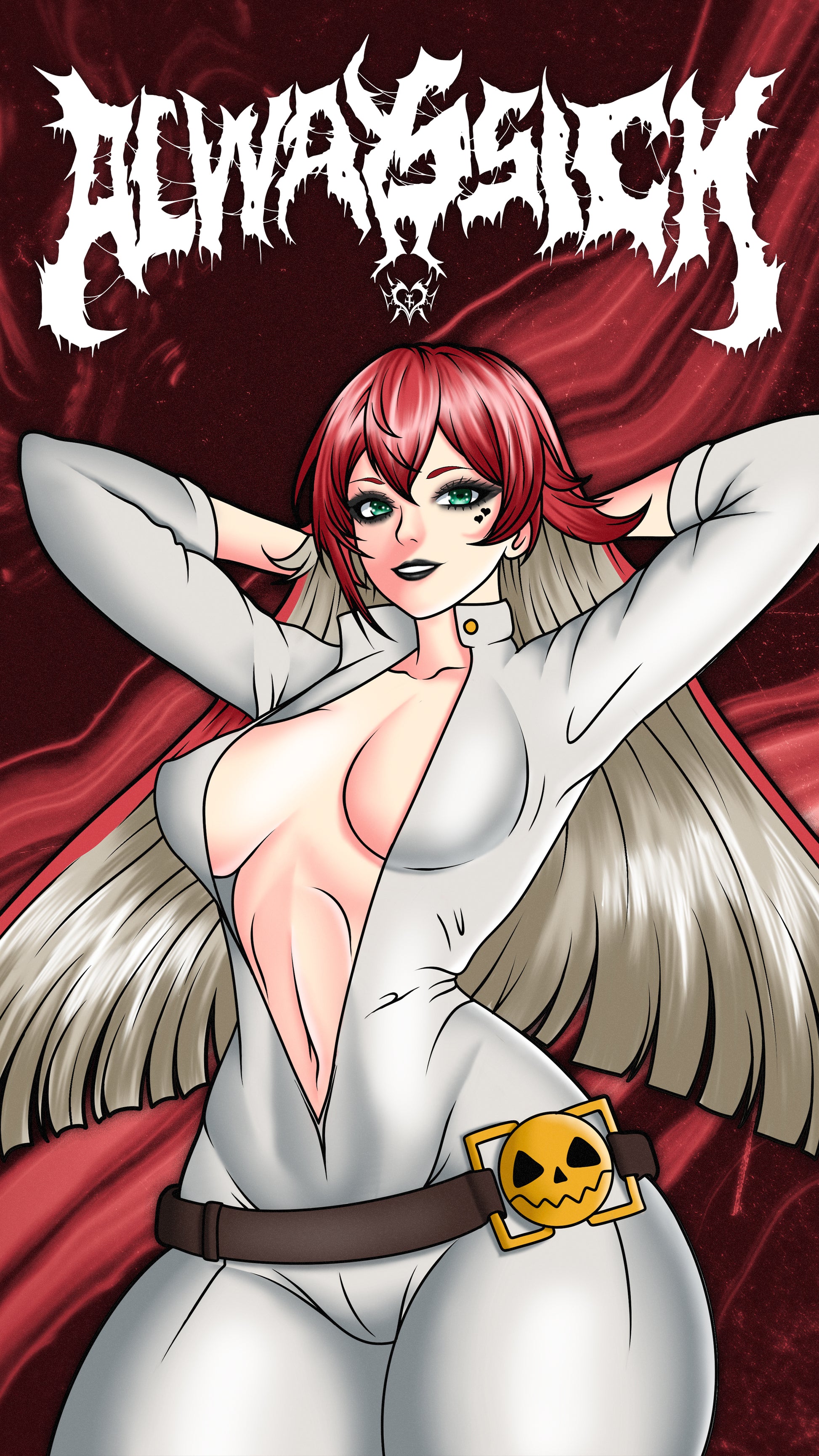 anime sticker of jack o valentine from guilty gear, phone wallpaper