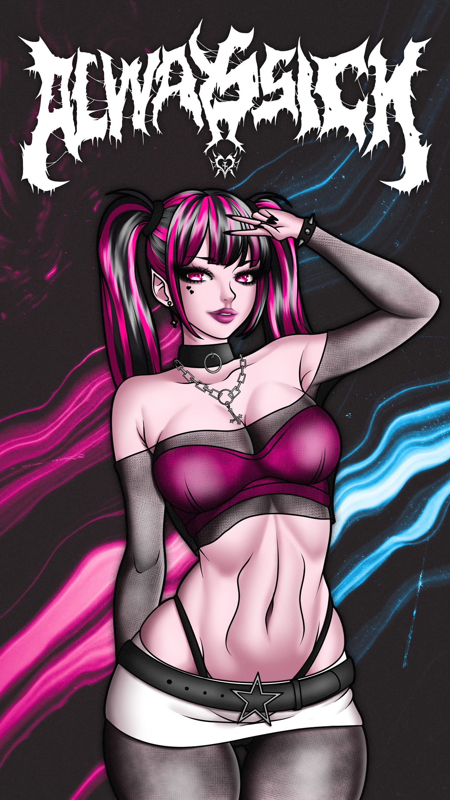 anime sticker of draculaura from monster high, phone wallpaper