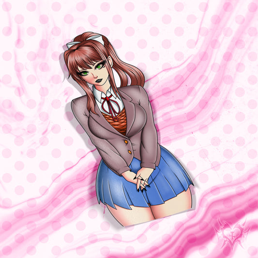 anime sticker of monika from doki doki literature club