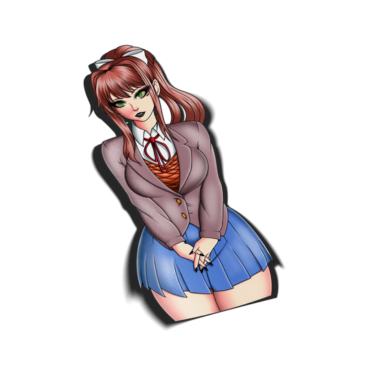 anime sticker of monika from doki doki literature club, transparent