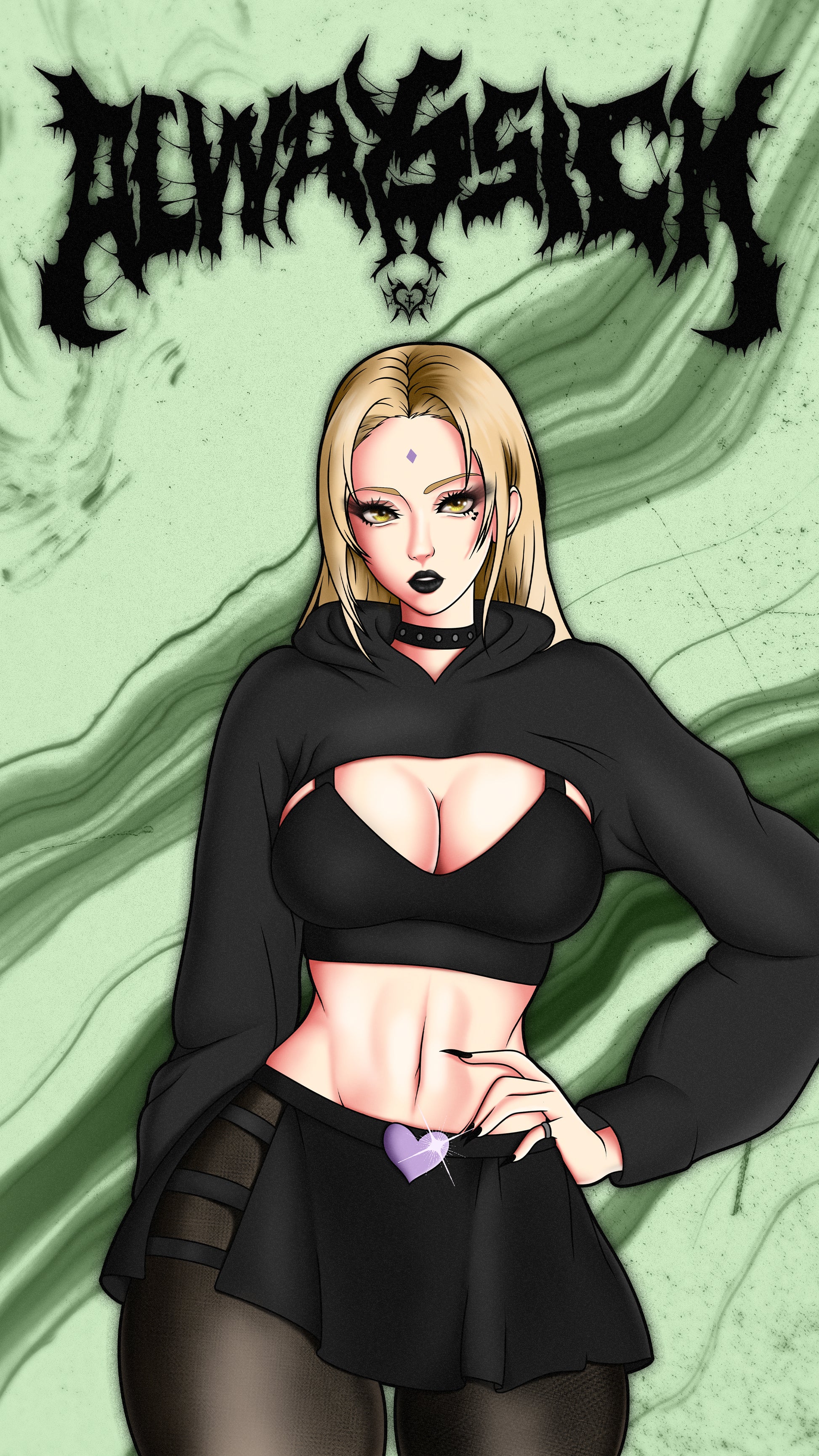 goth anime sticker of wallpaper of tsunade from naruto in a goth outfit