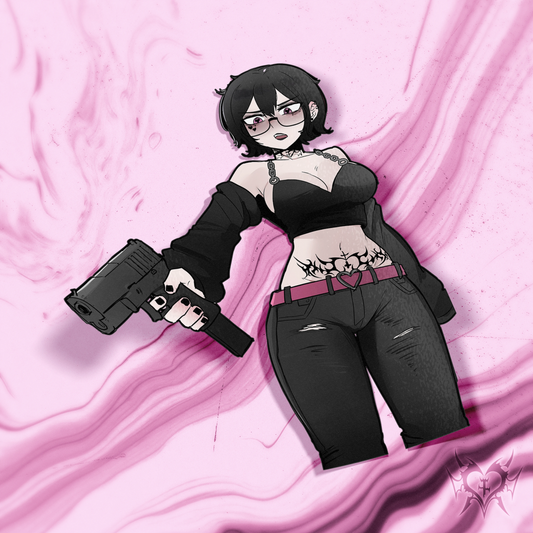 ANTIFA Noushi kiss-cut sticker shown on a pink smoky Always Sick branded background