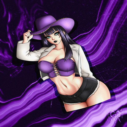 Nico Robin kiss-cut sticker shown on a purple smoky Always Sick branded background