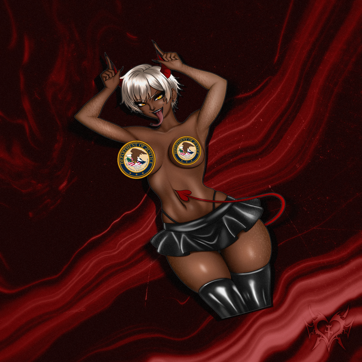 Succubus Chihime vinyl sticker shown on a dark red smoke background