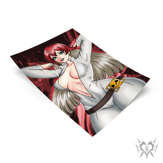 Jack-O' Valentine anime art print with a red abstract background.