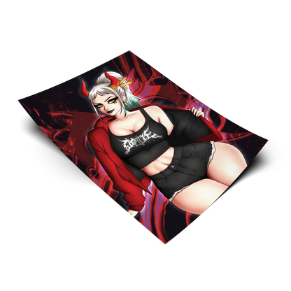 Goth Yamato art print tilted at an angle on a transparent background