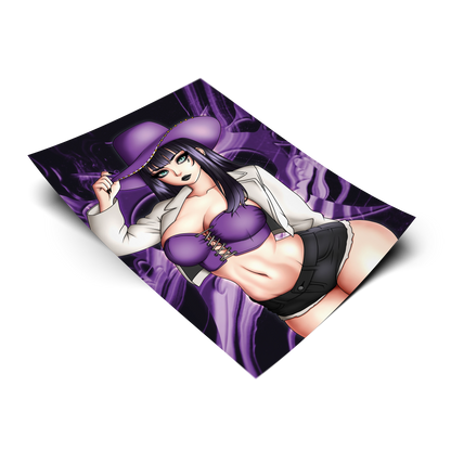 Nico Robin art print tilted at an angle on a transparent background