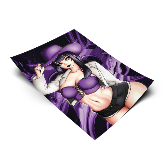 Nico Robin art print tilted at an angle on a transparent background